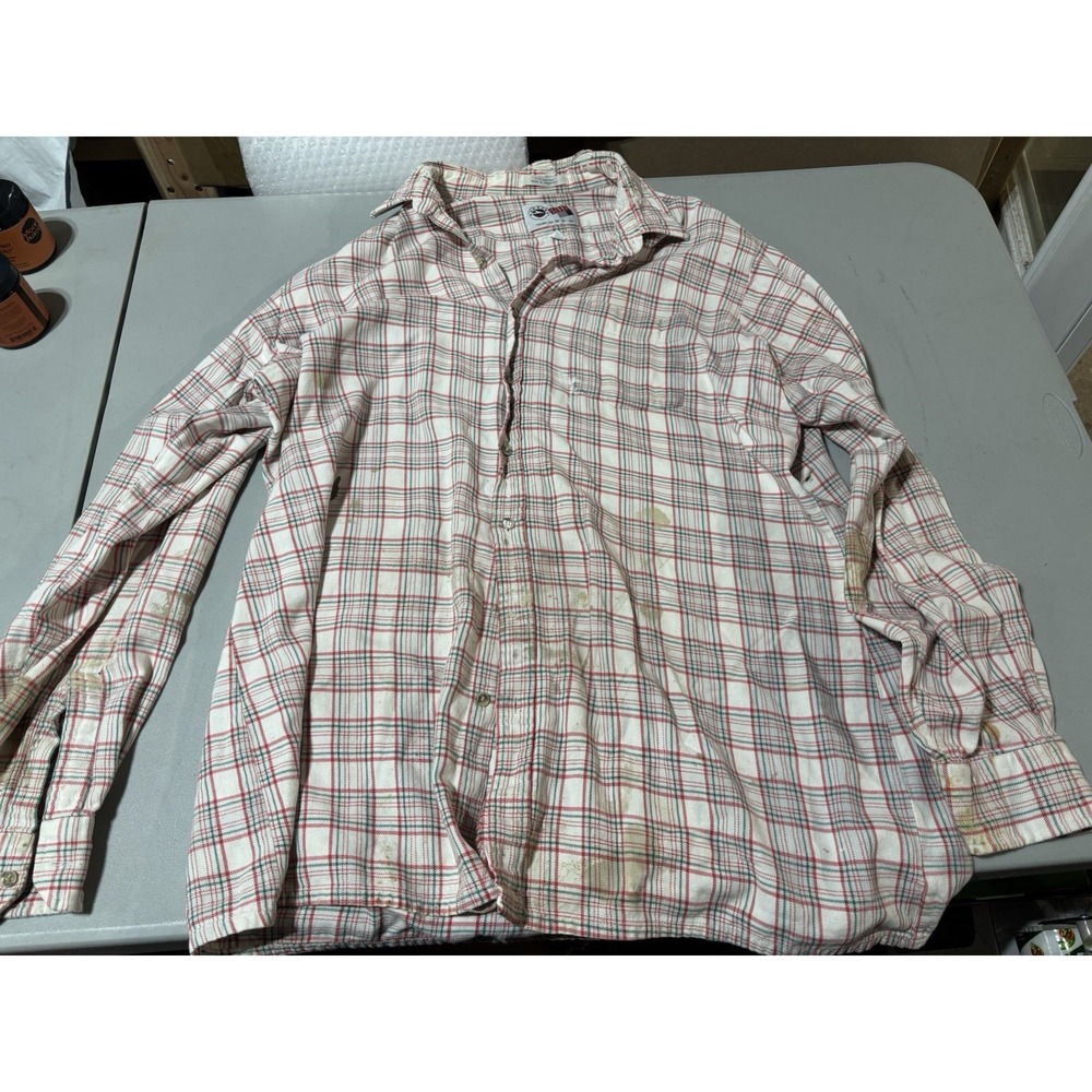 Vintage Arrow Sport Flannel Shirt Mens XL White Green Plaid 90s Skater Grunge